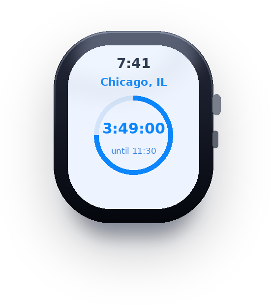 Apple Watch showing your availability countdown